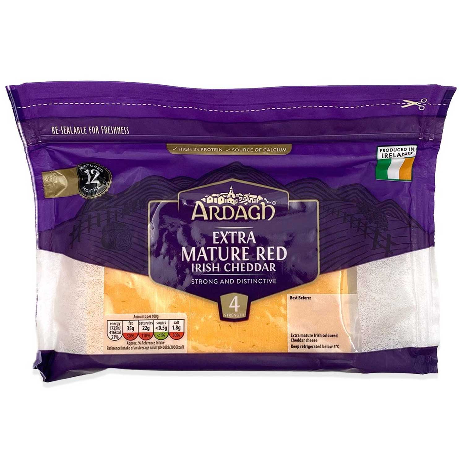 Irish Extra Mature White Cheddar 350g Ardagh ALDI IE