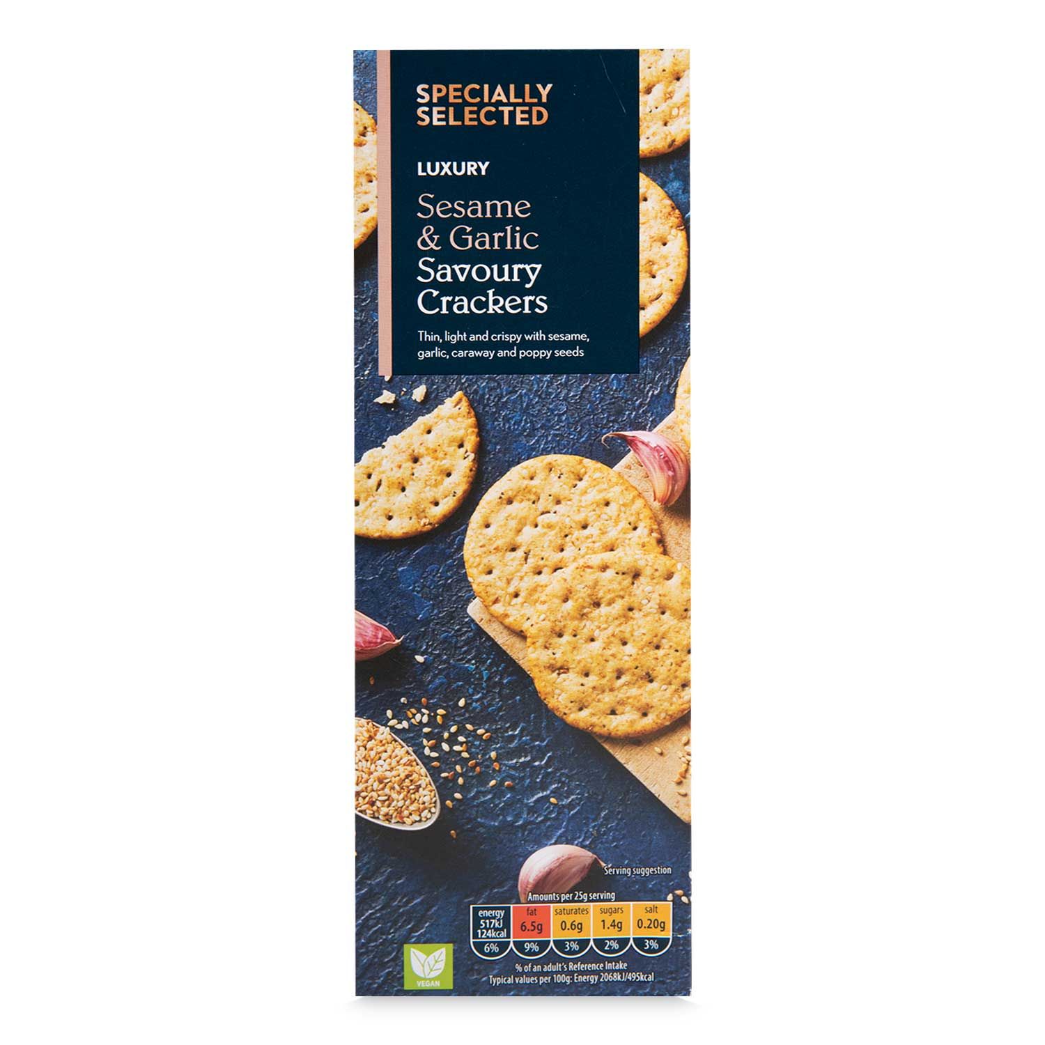 Luxury Sesame Garlic Crackers G Specially Selected Aldi Ie