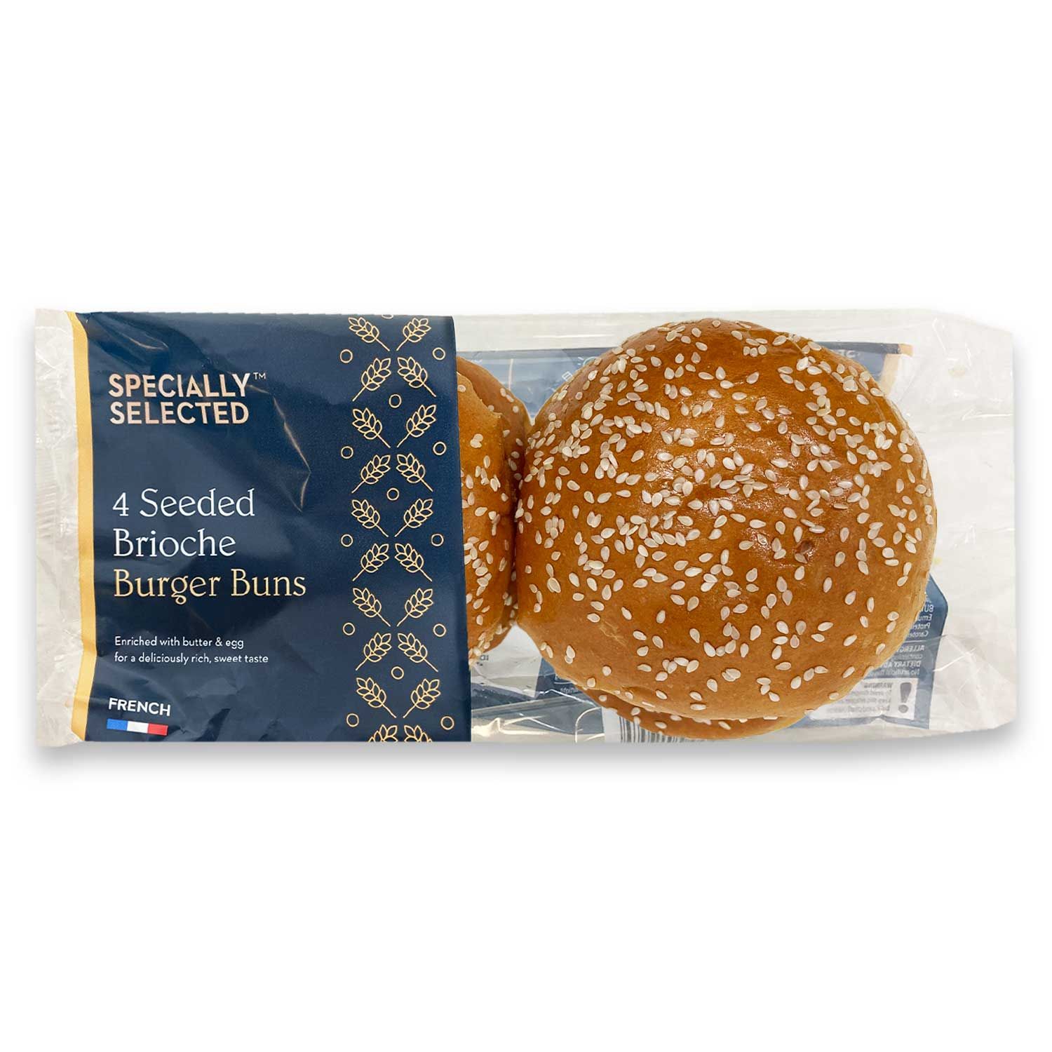 Seeded Brioche Burger Buns 200g 4 Pack Specially Selected ALDI IE