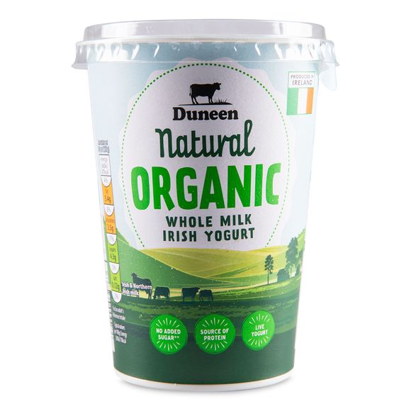 Natural Organic Whole Milk Irish Yogurt 500g Duneen Dairy ALDI IE