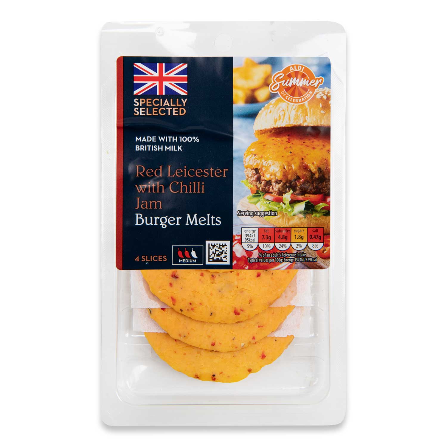 Specially Selected Red Leicester With Chilli Jam Burger Melts 100g ALDI