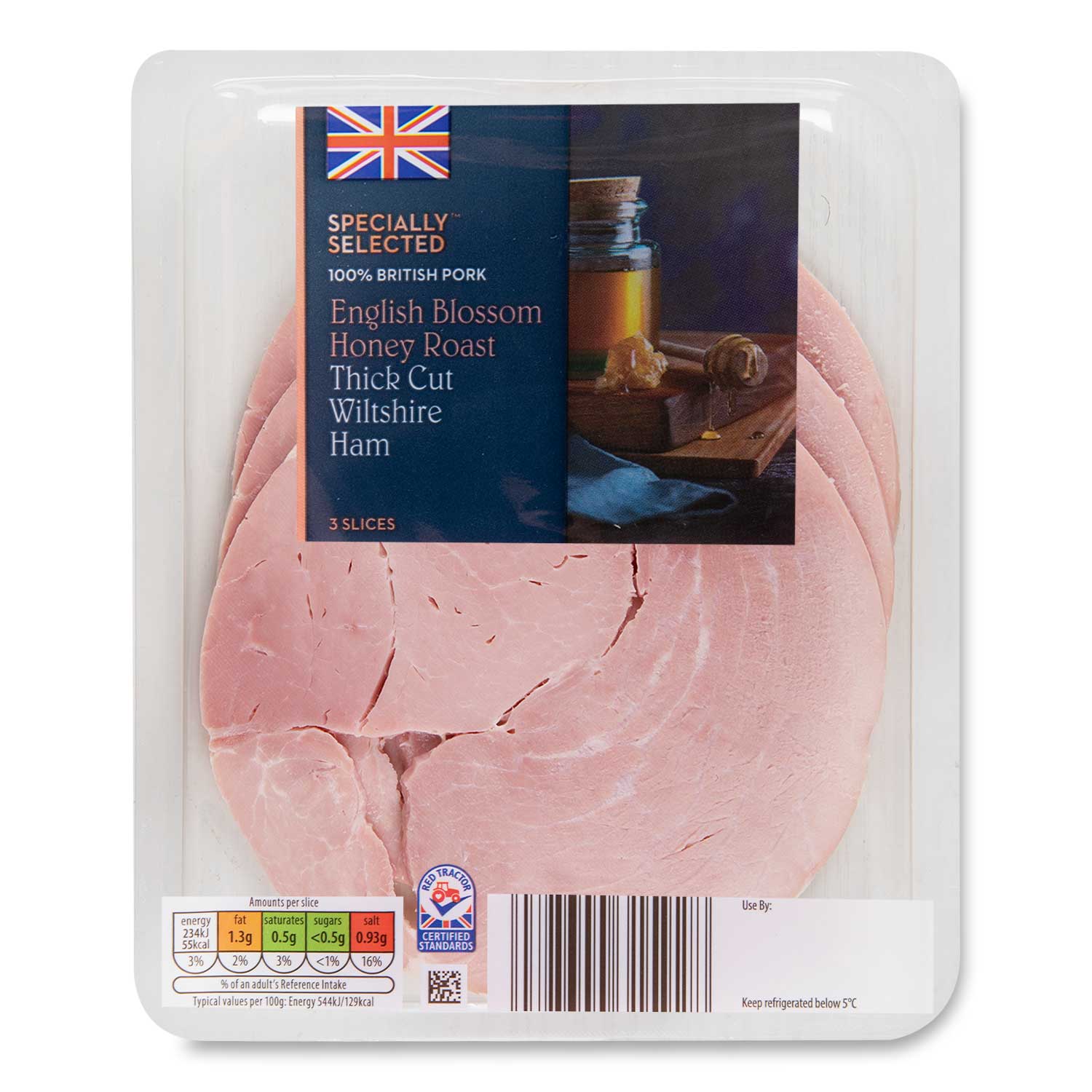 Specially Selected English Blossom Honey Roast Thick Cut Wiltshire Ham 130g/3 Pack