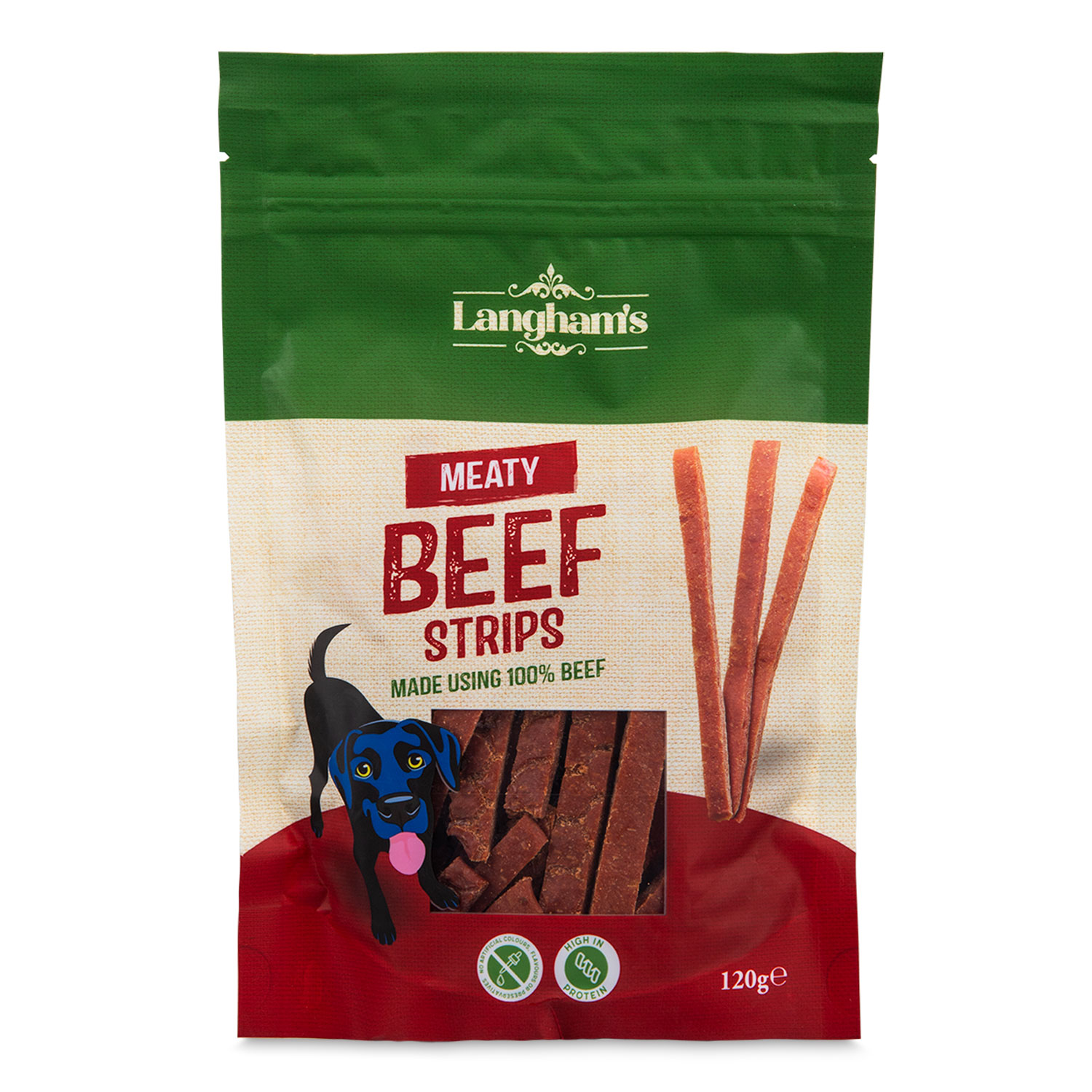 Langham's Meaty Beef Strip Dog Treats 120g