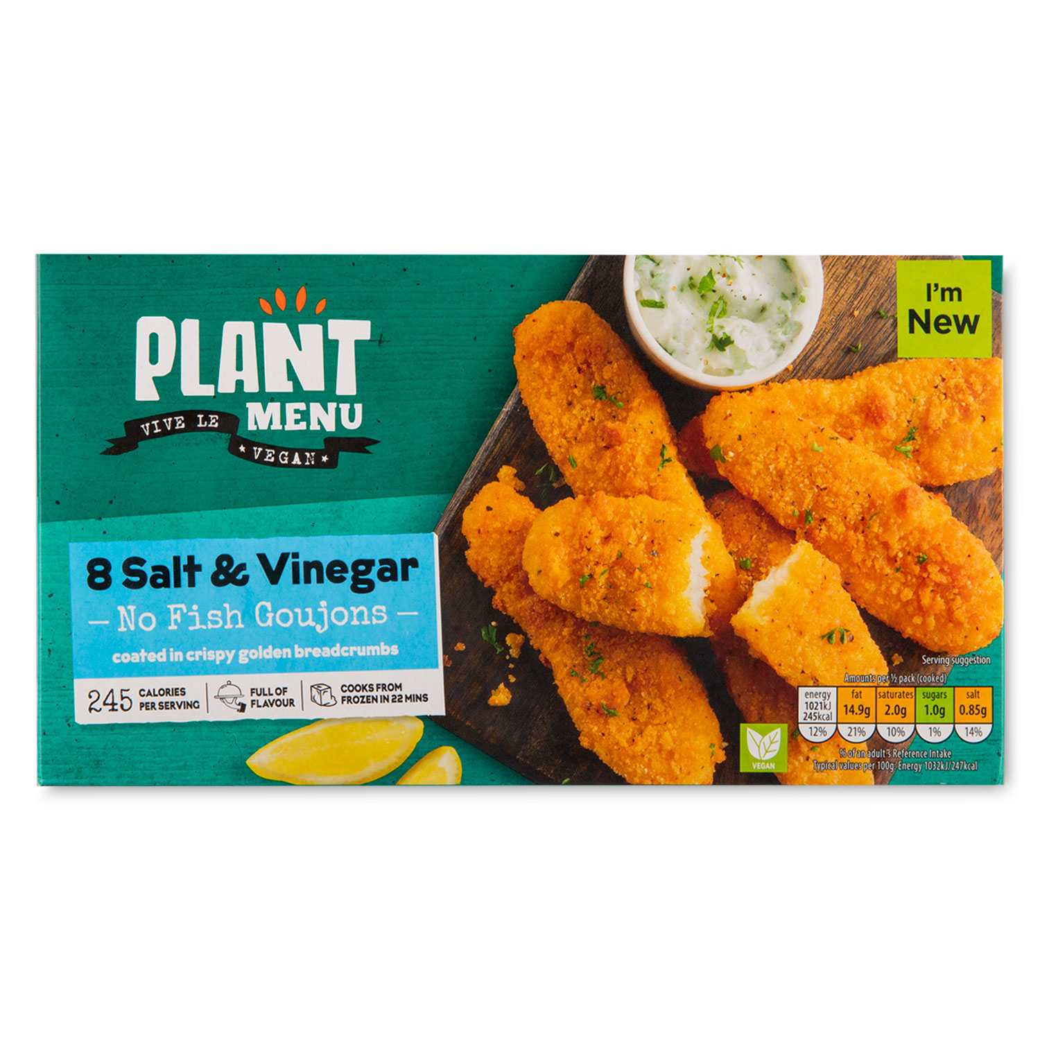 Plant Menu Salt & Vinegar No Fish Goujons 240g/8 Pack