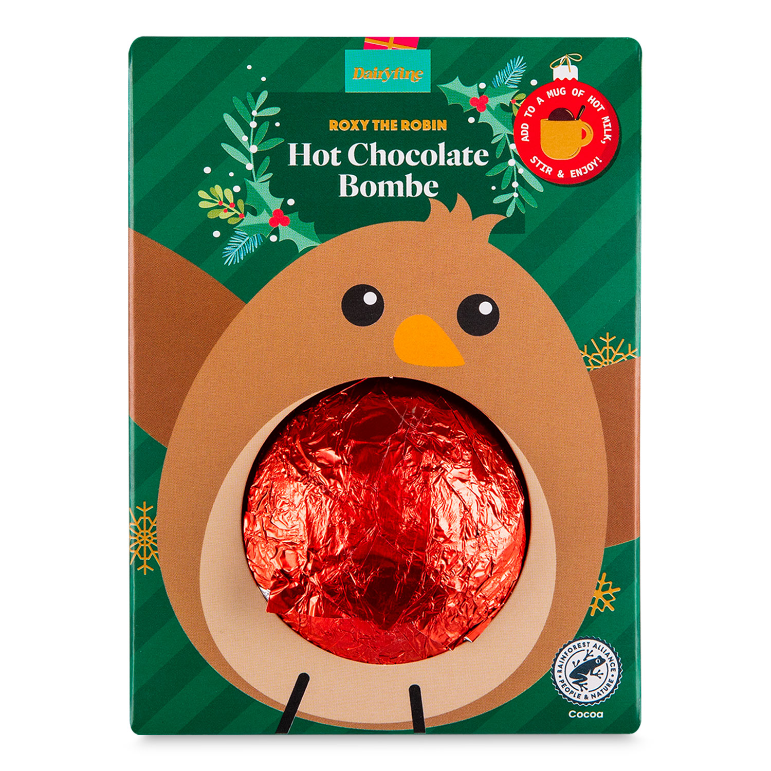 Dairyfine Roxy The Robin Hot Chocolate Bombe 50g