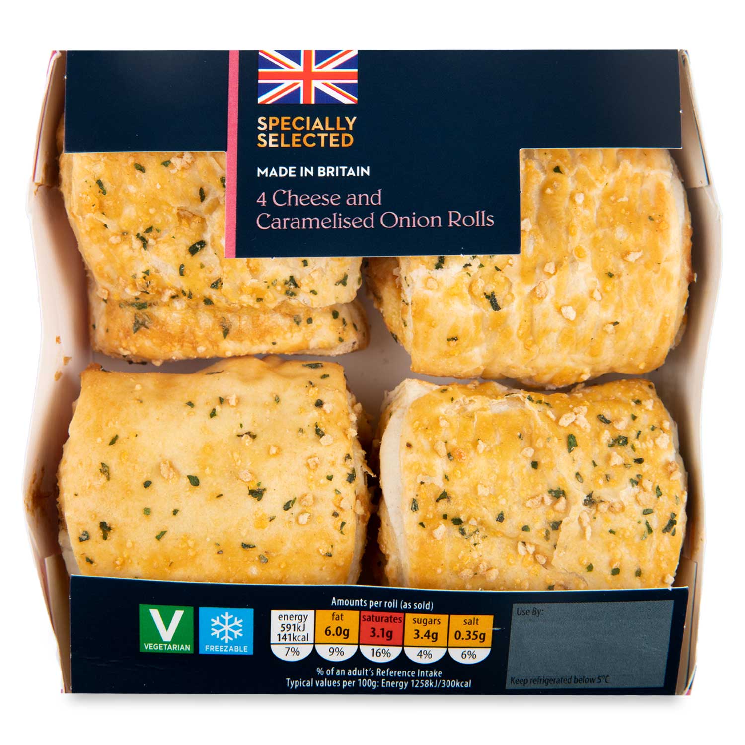 Specially Selected Cheese & Caramelised Onion Rolls 188g/4 Pack