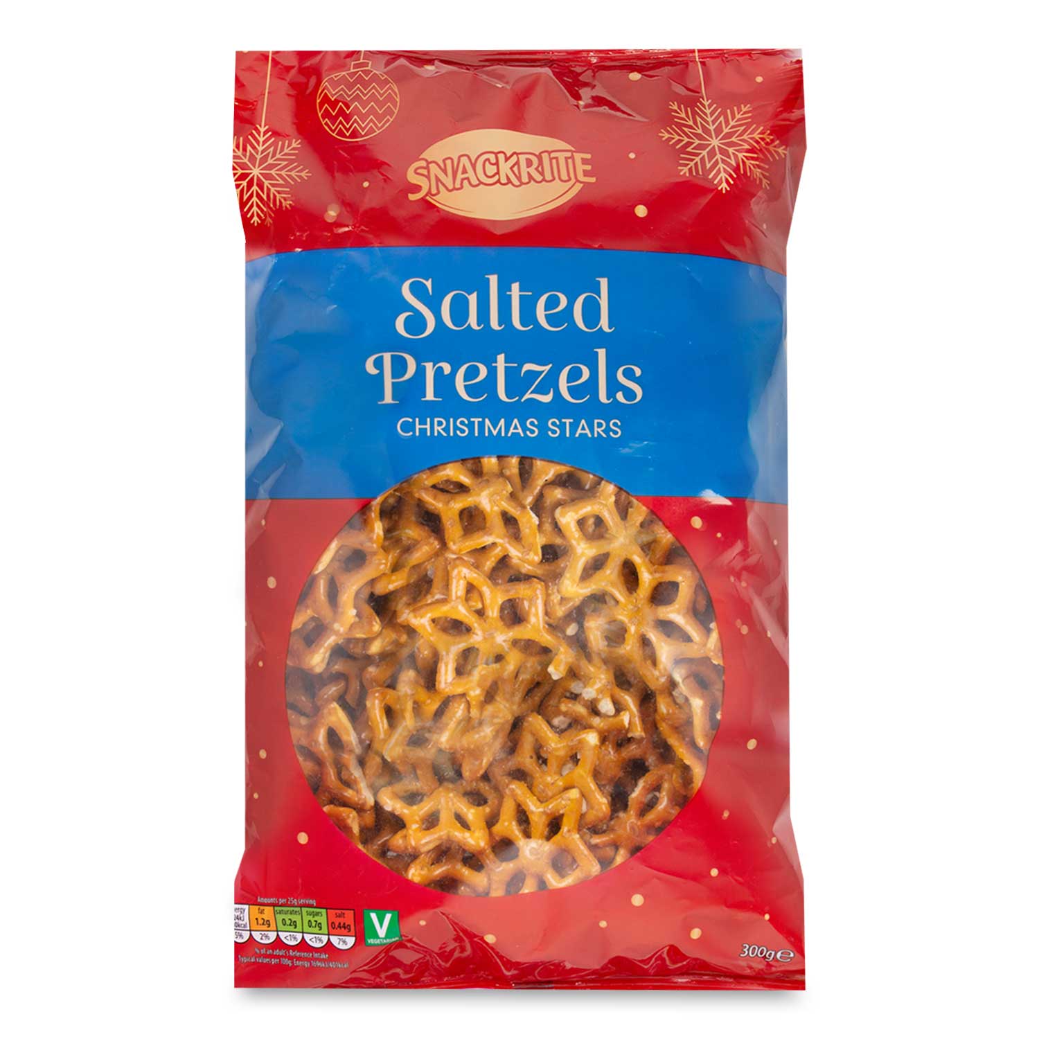 Snackrite Christmas Star Shaped Salted Pretzels 300g