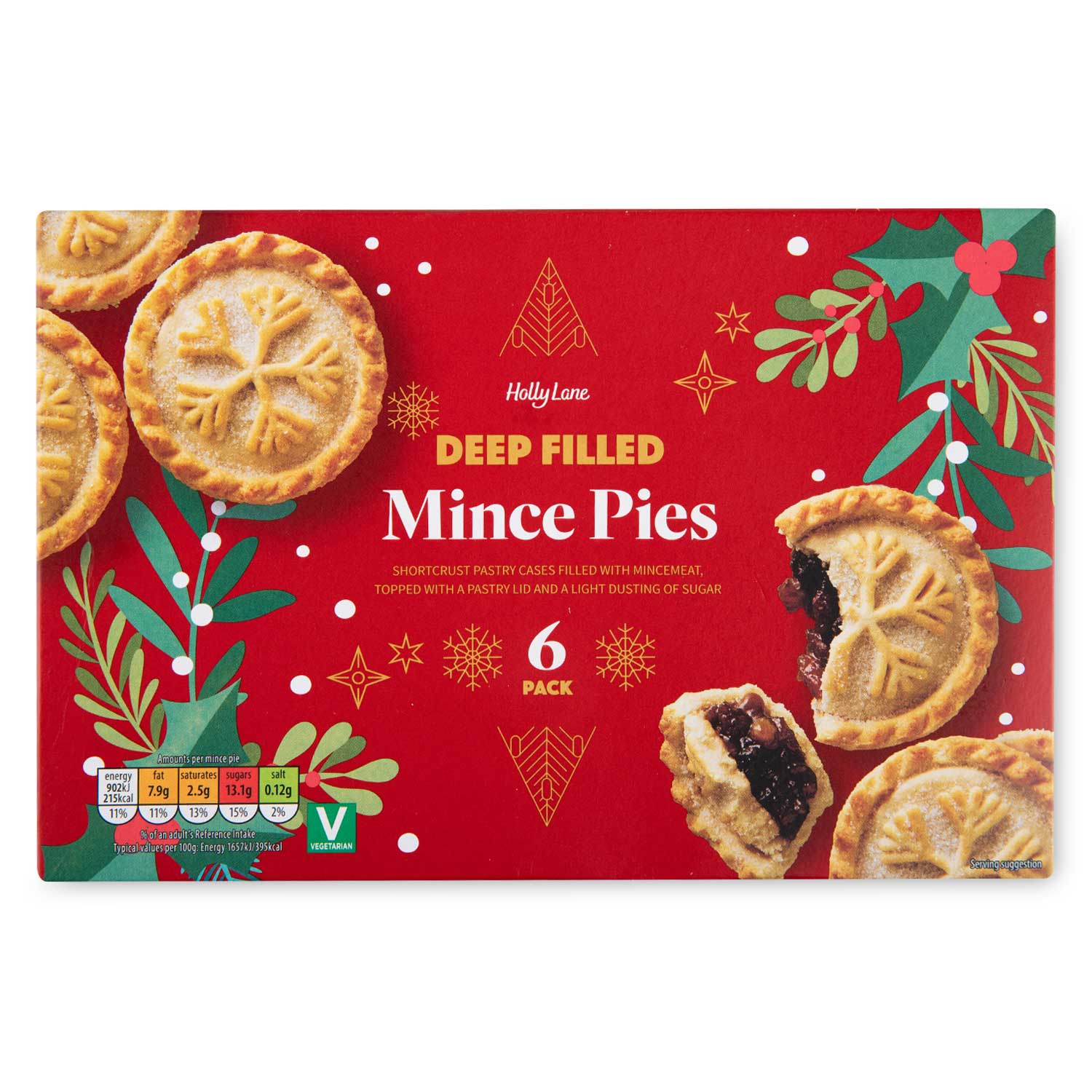 Holly Lane Deep Filled Mince Pies 290g/6 Pack