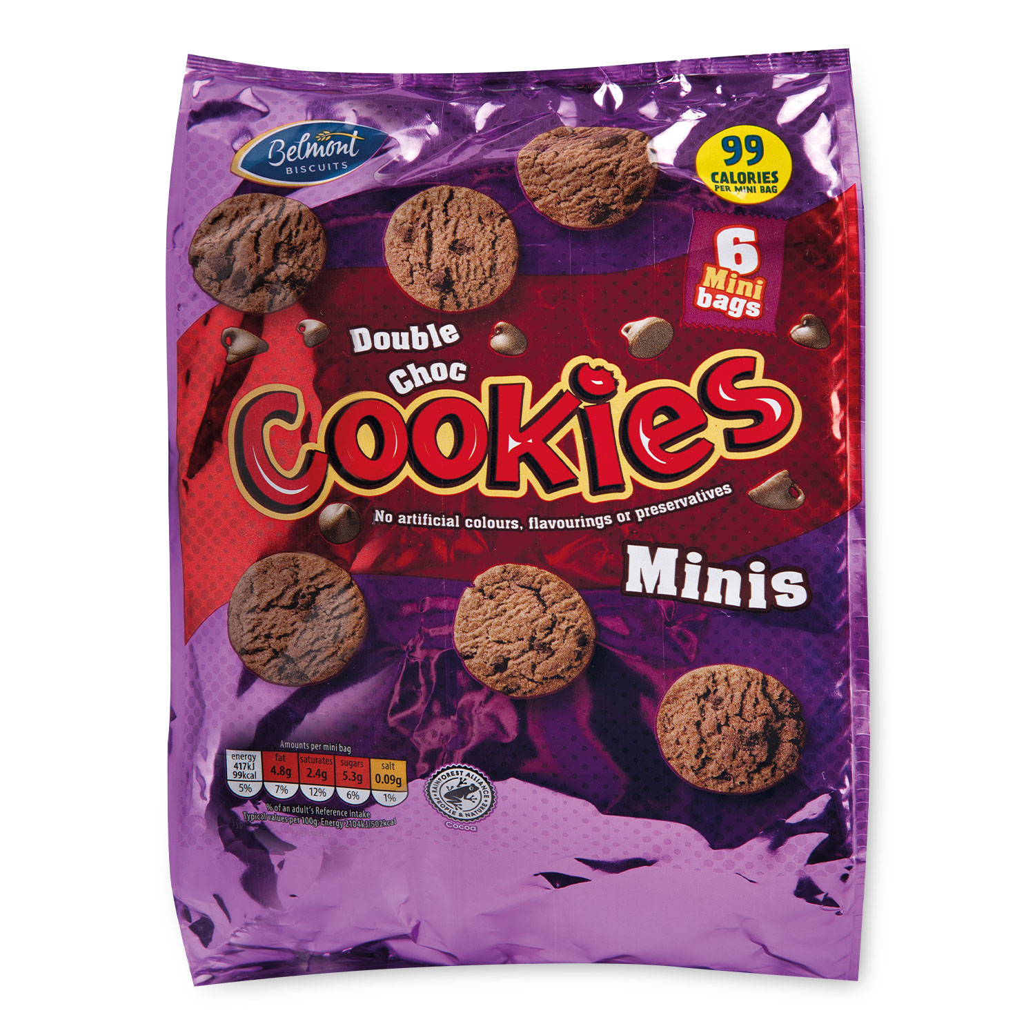 Belmont Mini Double Chocolate Cookies 6x20g