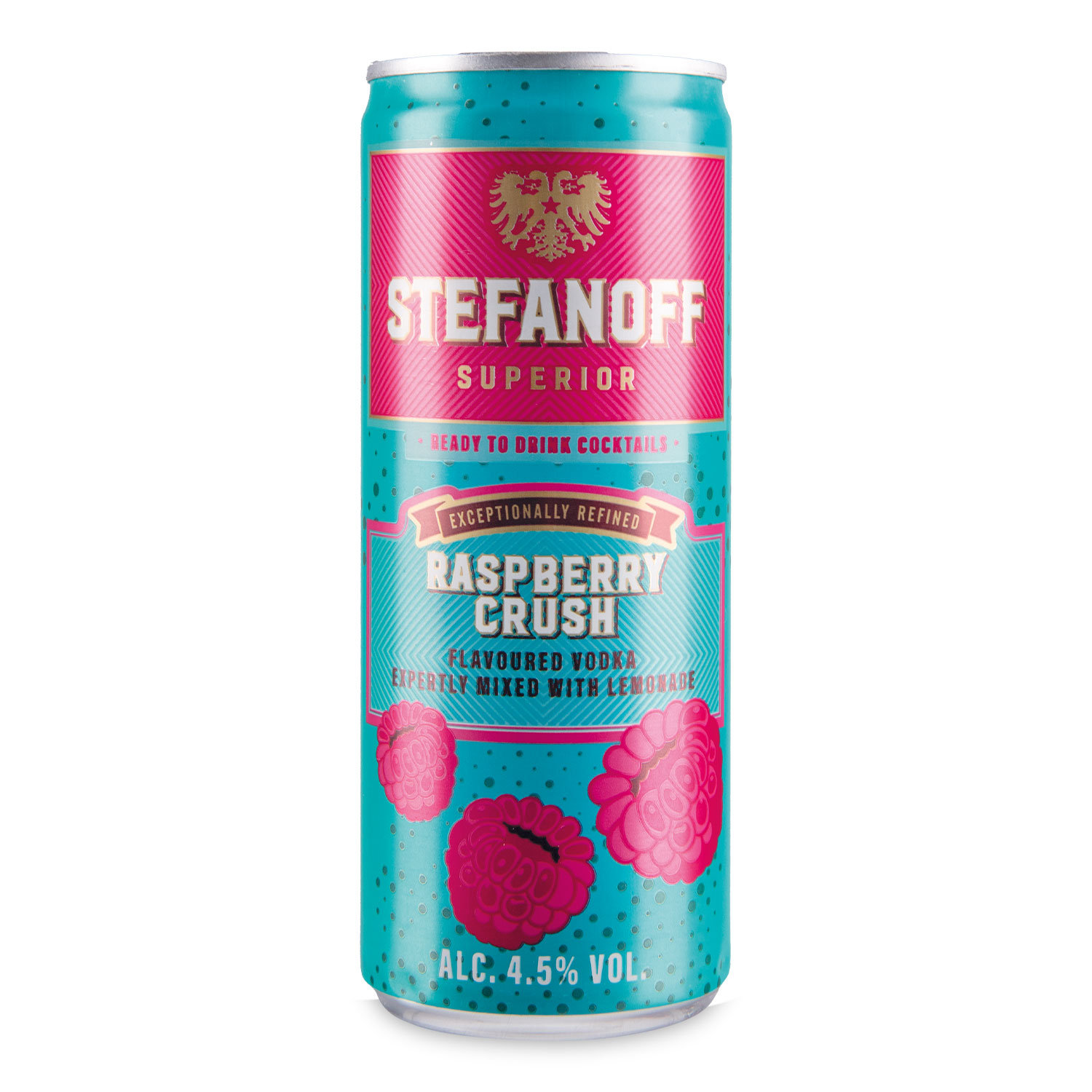 Stefanoff Raspberry Crush Flavoured Vodka Mixed With Lemonade 250ml