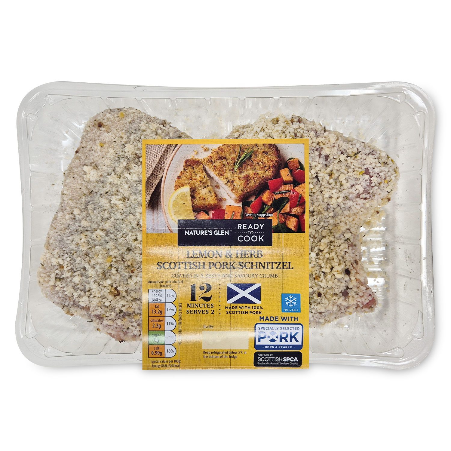 Nature's Glen Ready To Cook Lemon & Herb Scottish Pork Schnitzel 286g