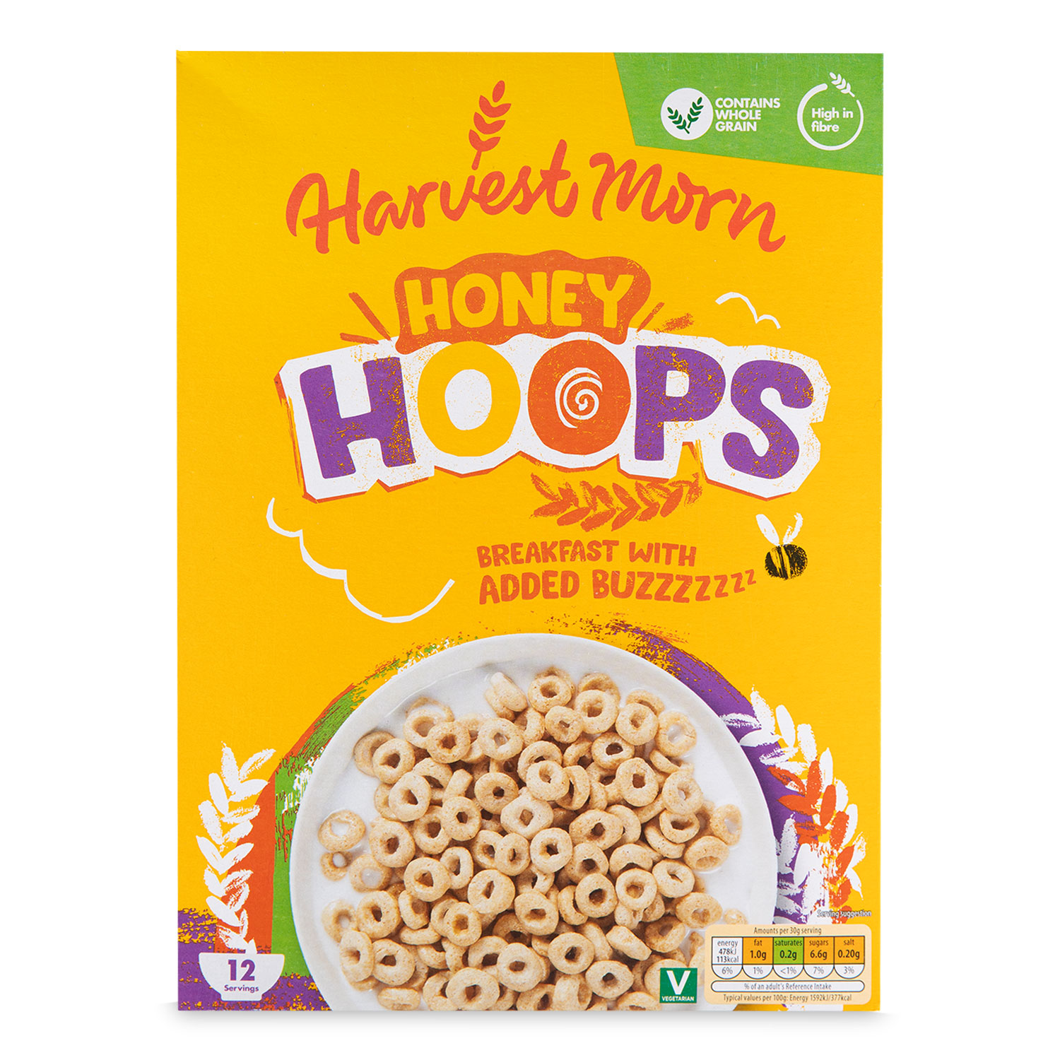 Harvest Morn Honey Hoops 375g