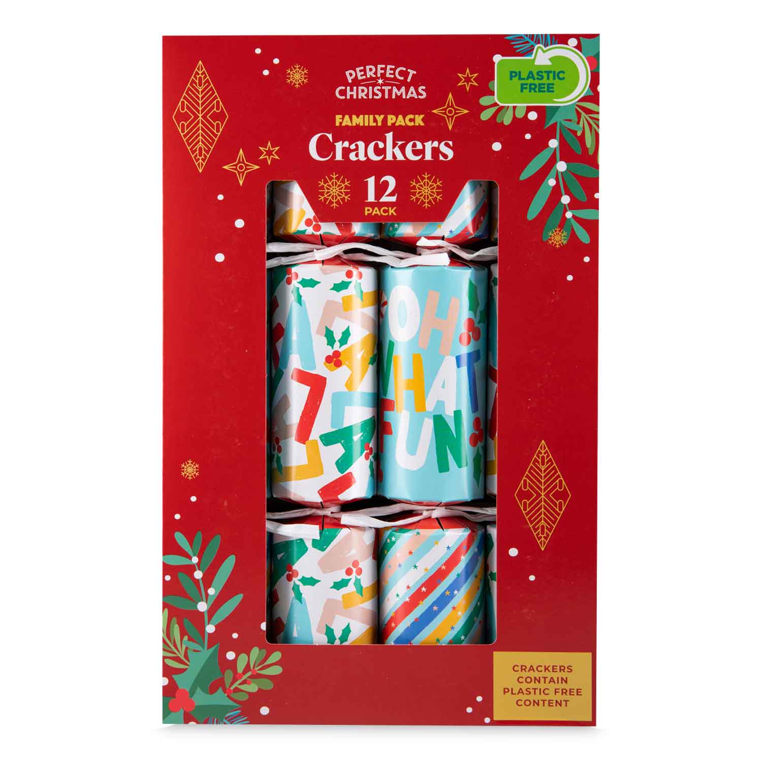 Perfect Christmas Multicoloured Christmas Crackers 12 Pack