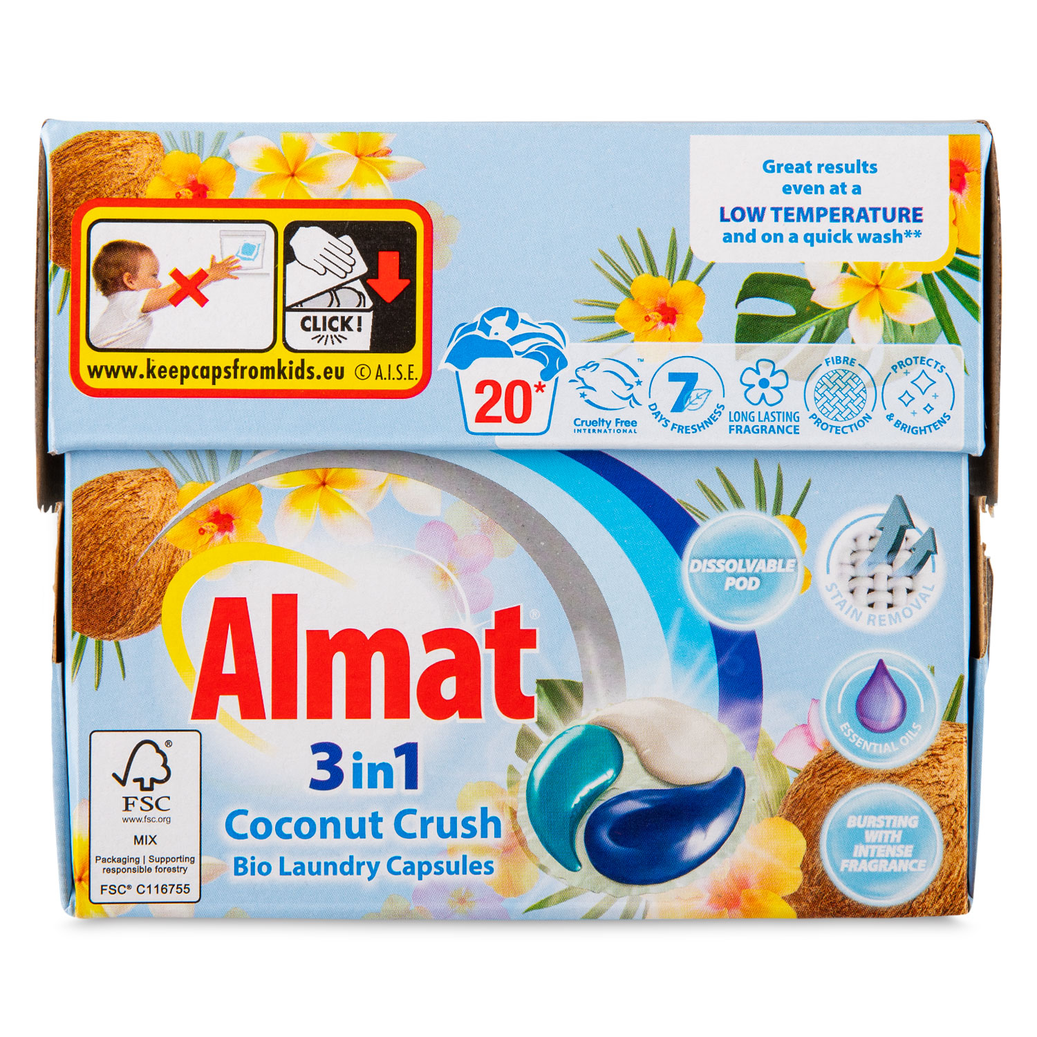 Almat Triple Chamber Coconut Bio Laundry Capsules 20x21ml/20 Capsules