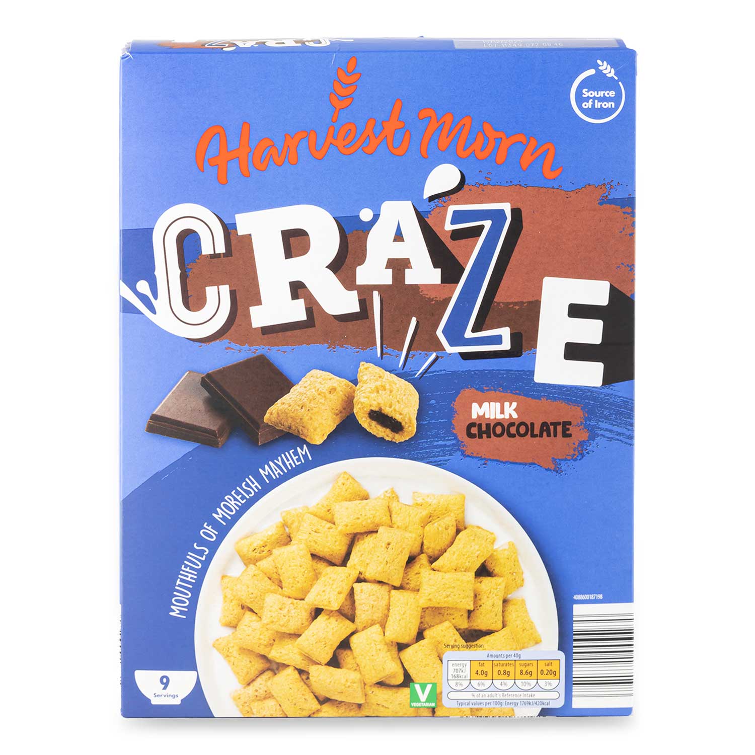 Harvest Morn Craze Milk Chocolate Cereal 375g