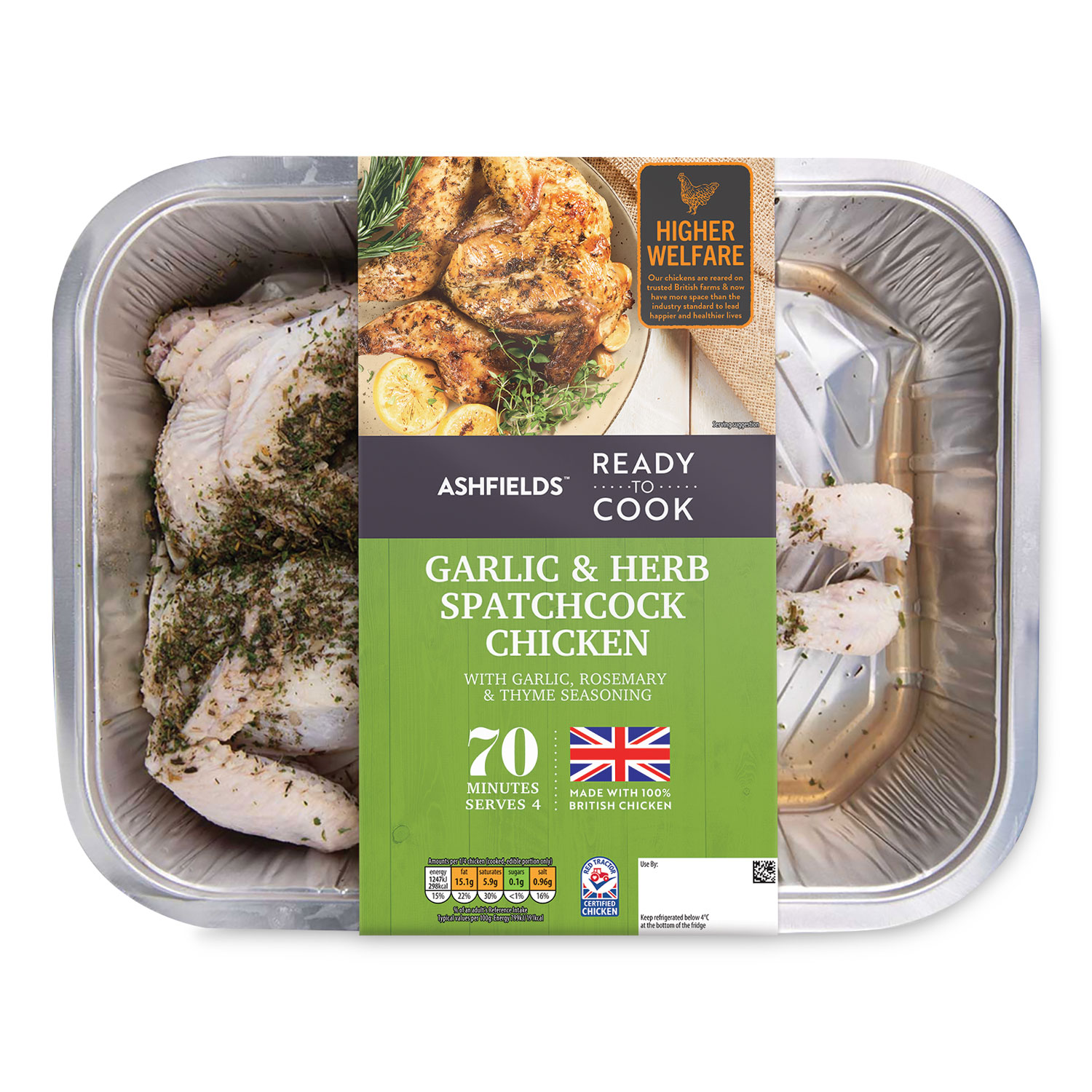 Ashfields Garlic & Herb Spatchcock Chicken 1.1kg