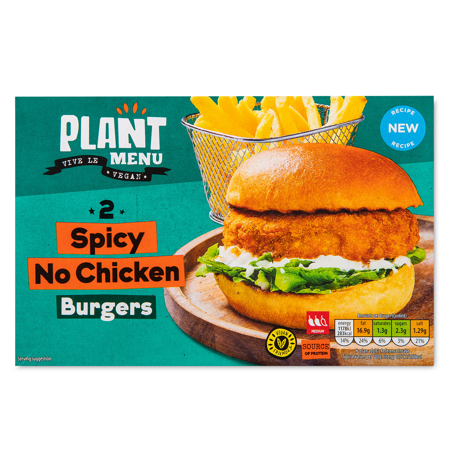 Plant Menu Spicy No Chicken Burgers 240g/2 Pack