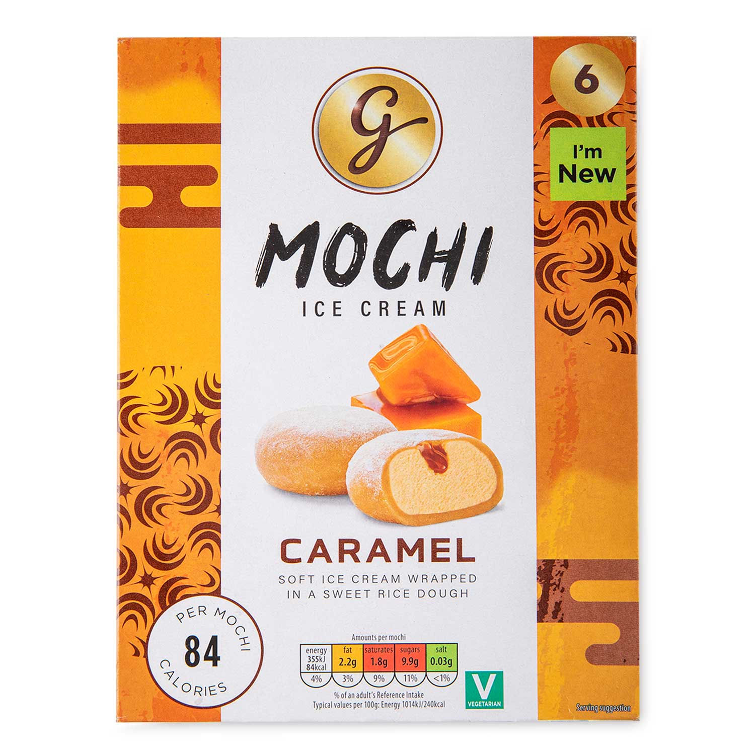 Wao Caramel Mochi Ice Cream 216ml/6 Pack