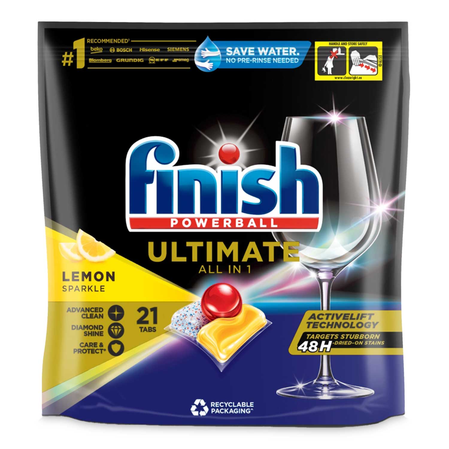 Finish Ultimate Deep Clean & Shine Dishwasher Tablets Lemon - 21 Pack