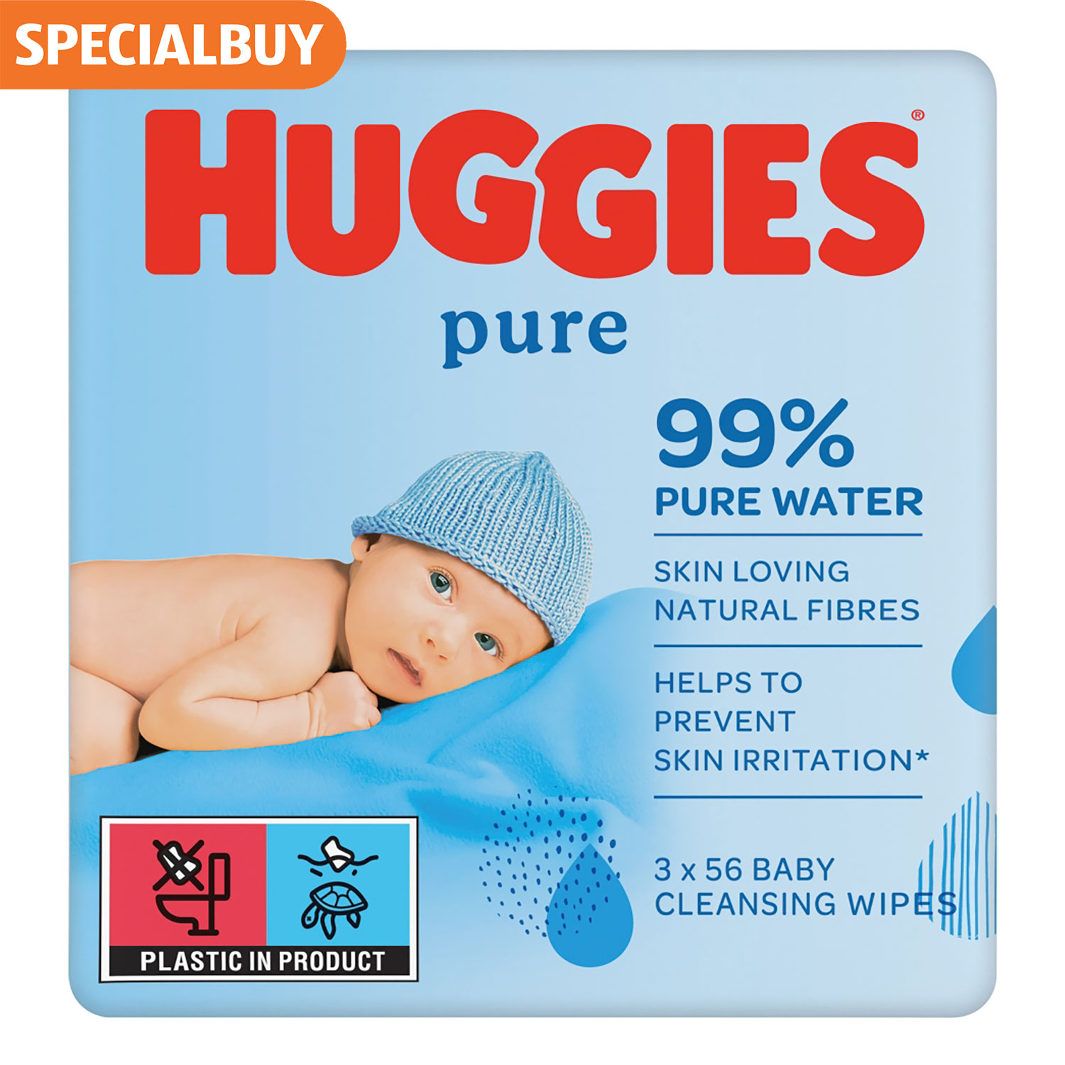 Huggies® Pure Baby Wipes - 3 Pack 168 Wipes | ALDI