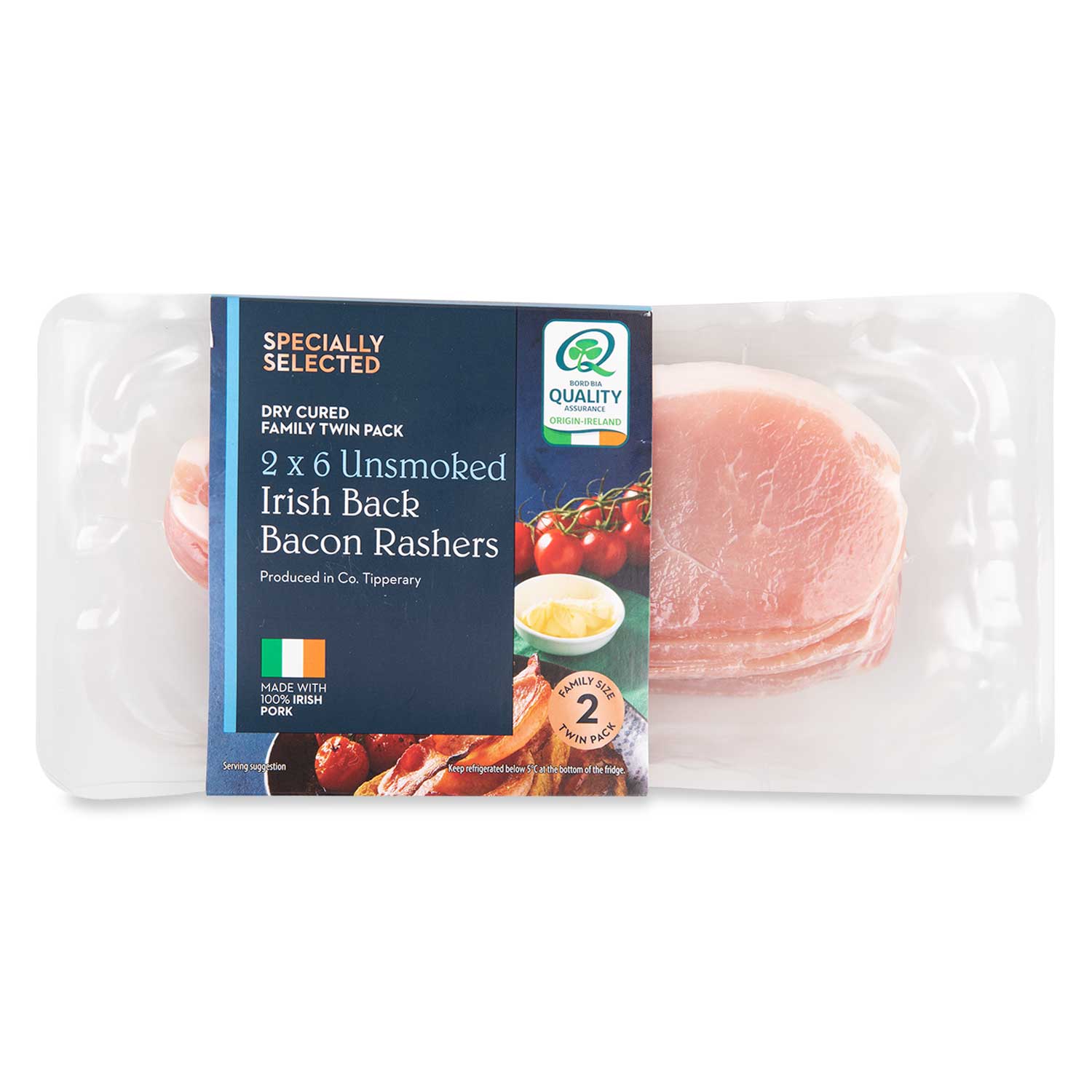 Irish Unsmoked Back Bacon Rashers 2x250g Specially Selected