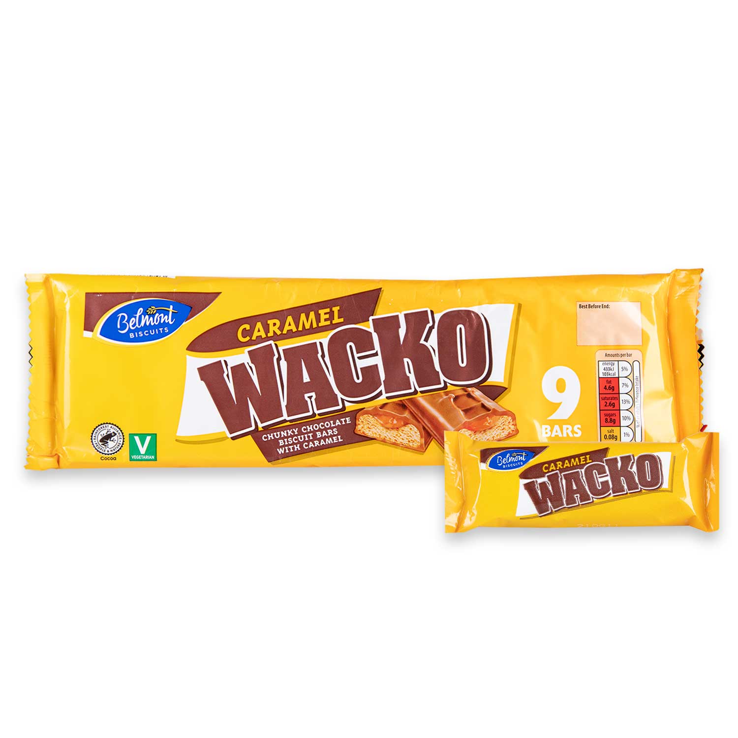 Caramel Wacko Biscuit Bars 189g Belmont