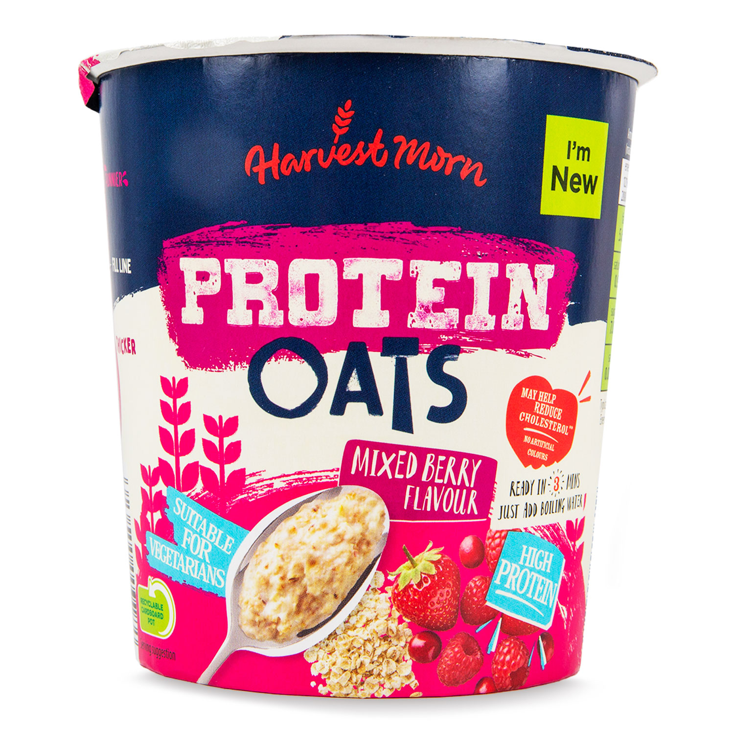 Protein Oats Mixed Berry Flavour 70g Harvest Morn