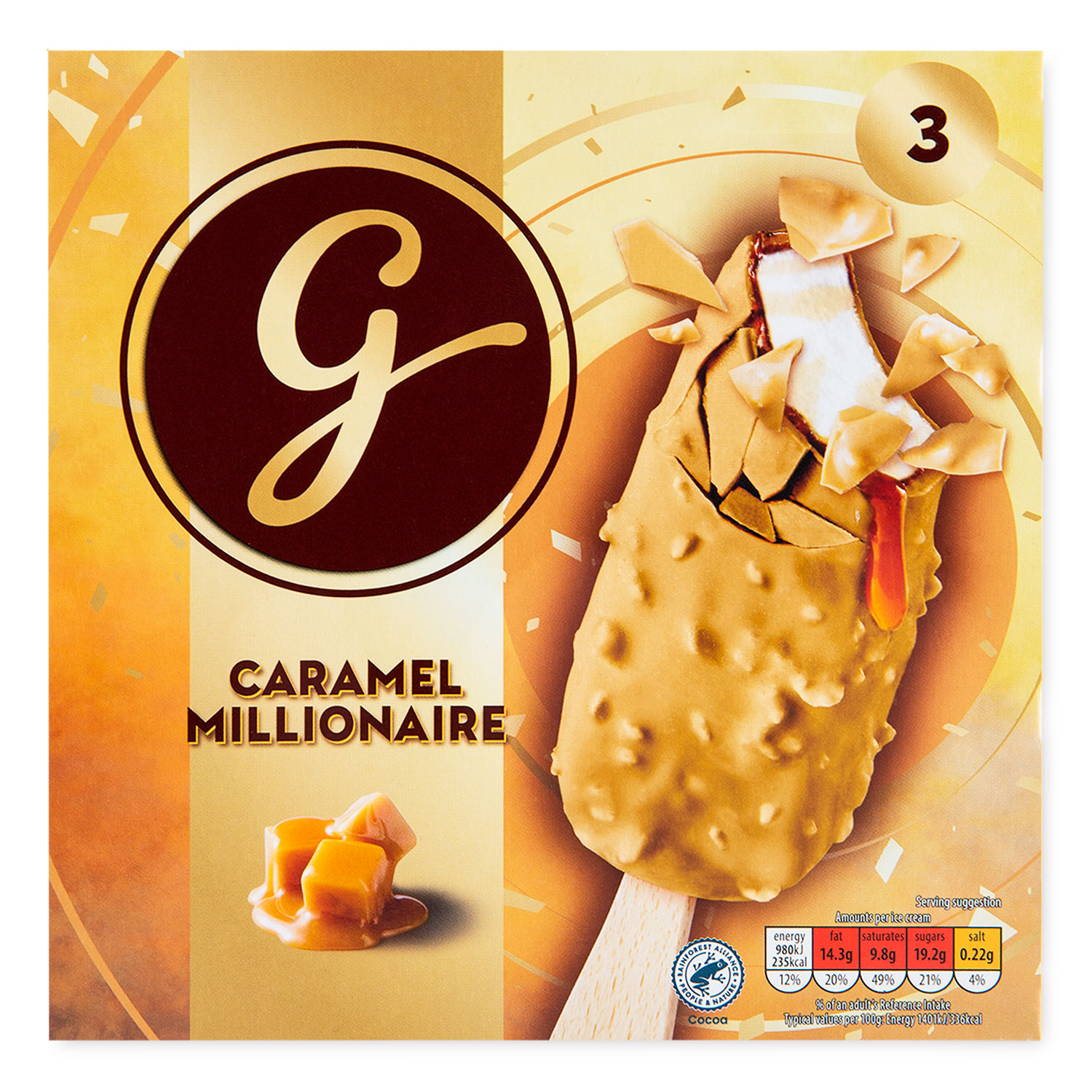 Caramel Millionaire Ice Creams 3x85ml Gianni's