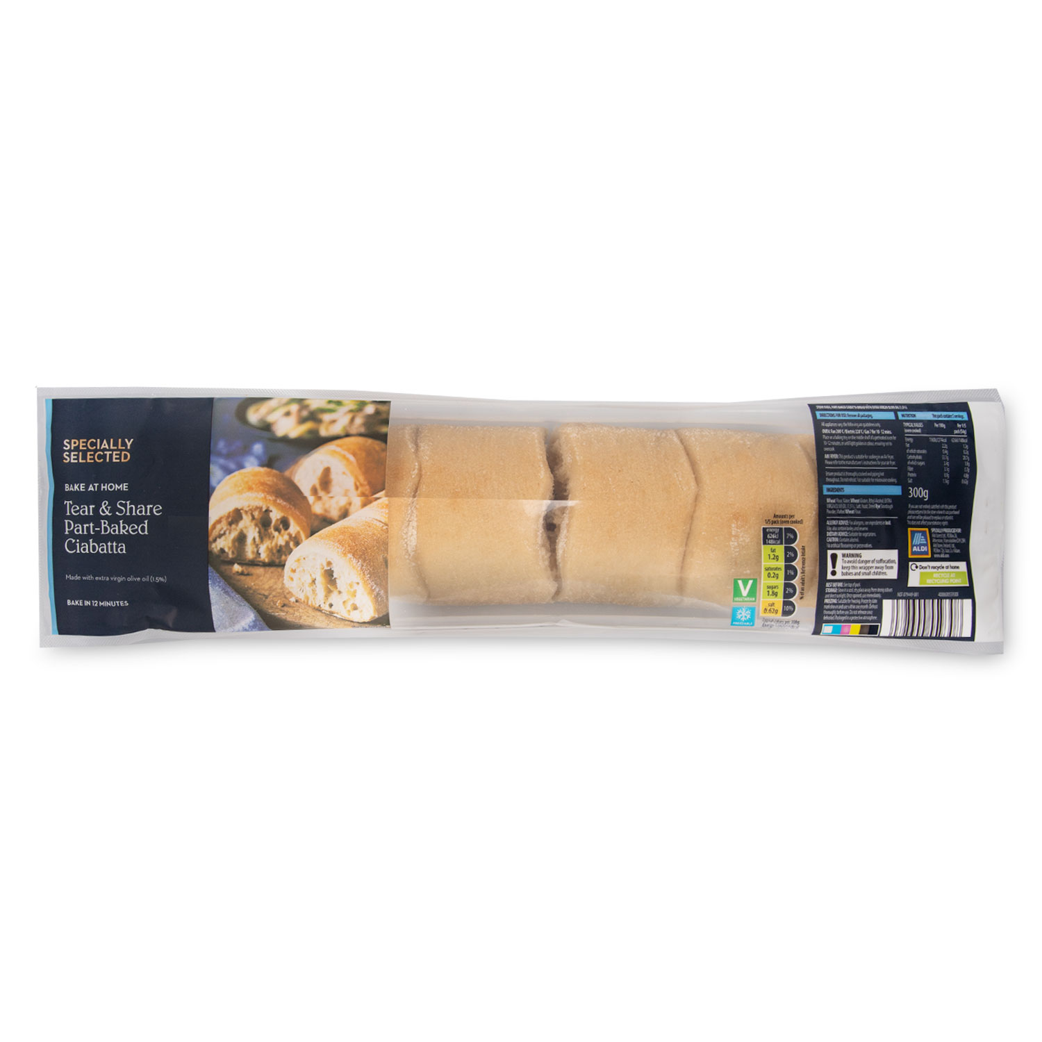 Bake At Home Tear & Share Part-baked Ciabatta 300g Specially Selected