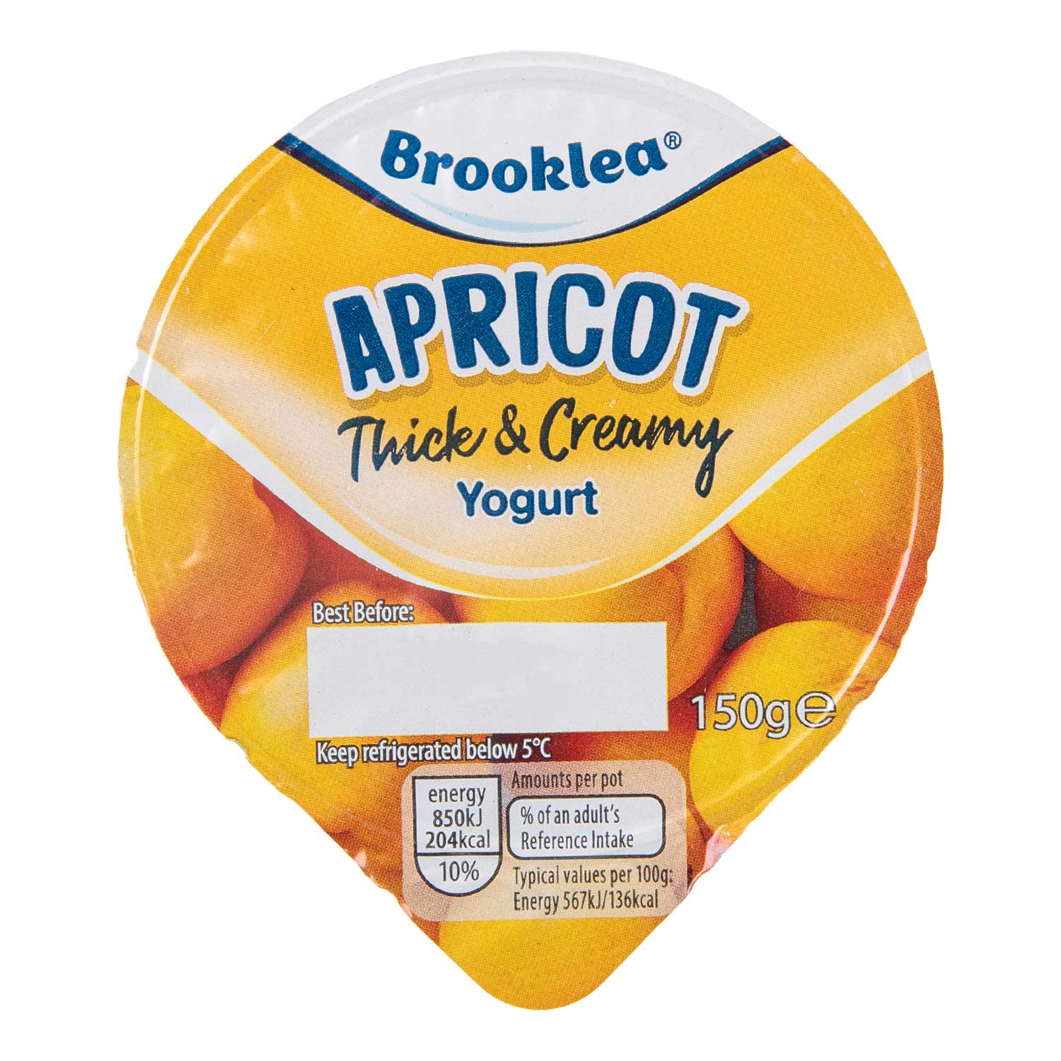 Apricot Thick & Creamy Yogurt 150g Brooklea