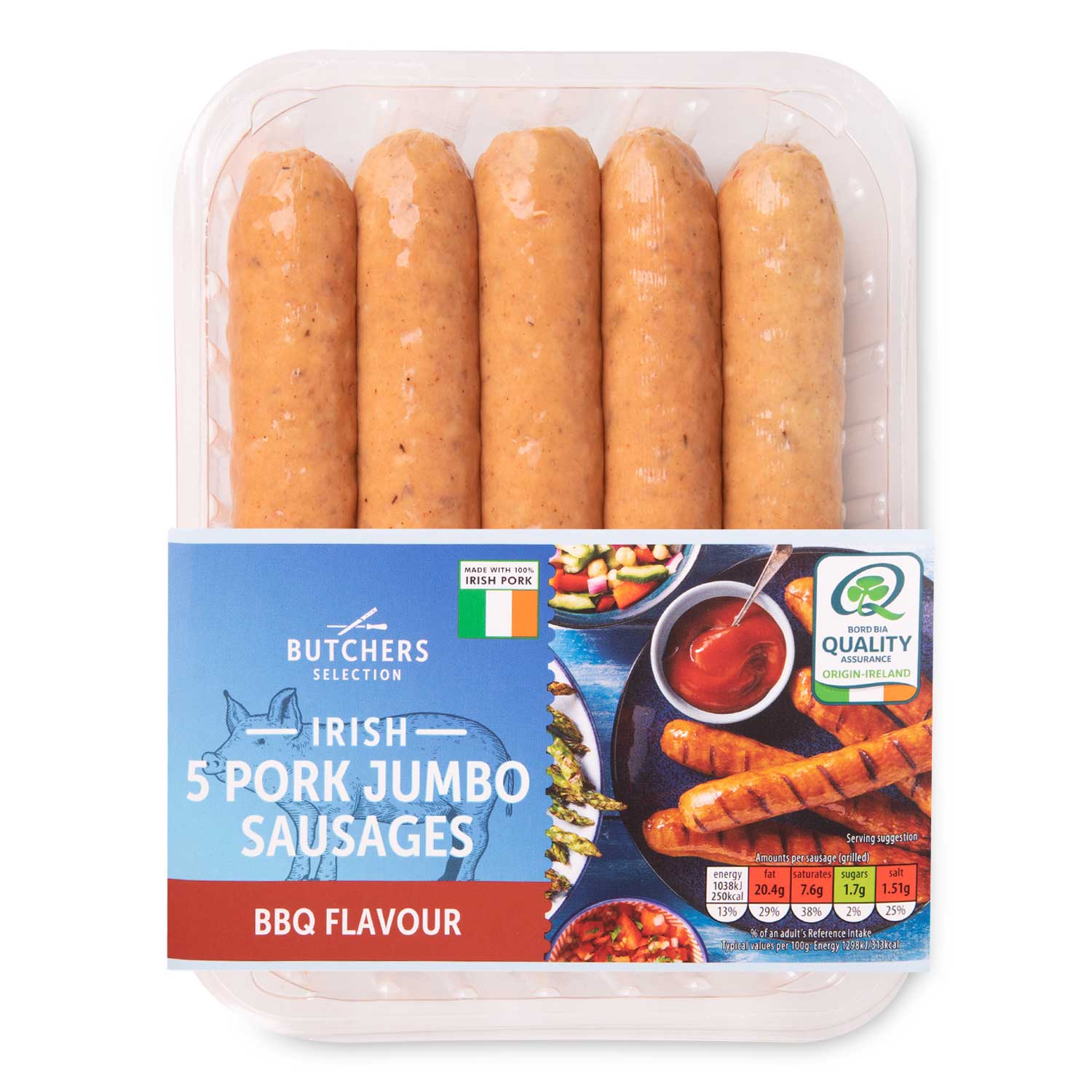 Irish Pork Jumbo Sausages 454g 5 Pack Butcher's Selection