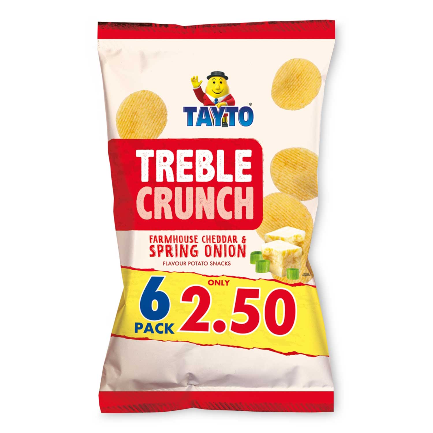 Treble Crunch Farmhouse Cheddar & Spring Onion Flavour Potato Snacks 6 X 20g Tayto