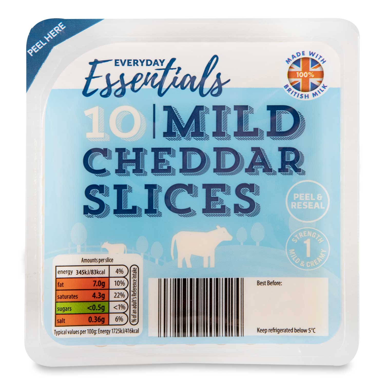 Everyday Essentials Mild Cheddar Slices 200g/10 Pack