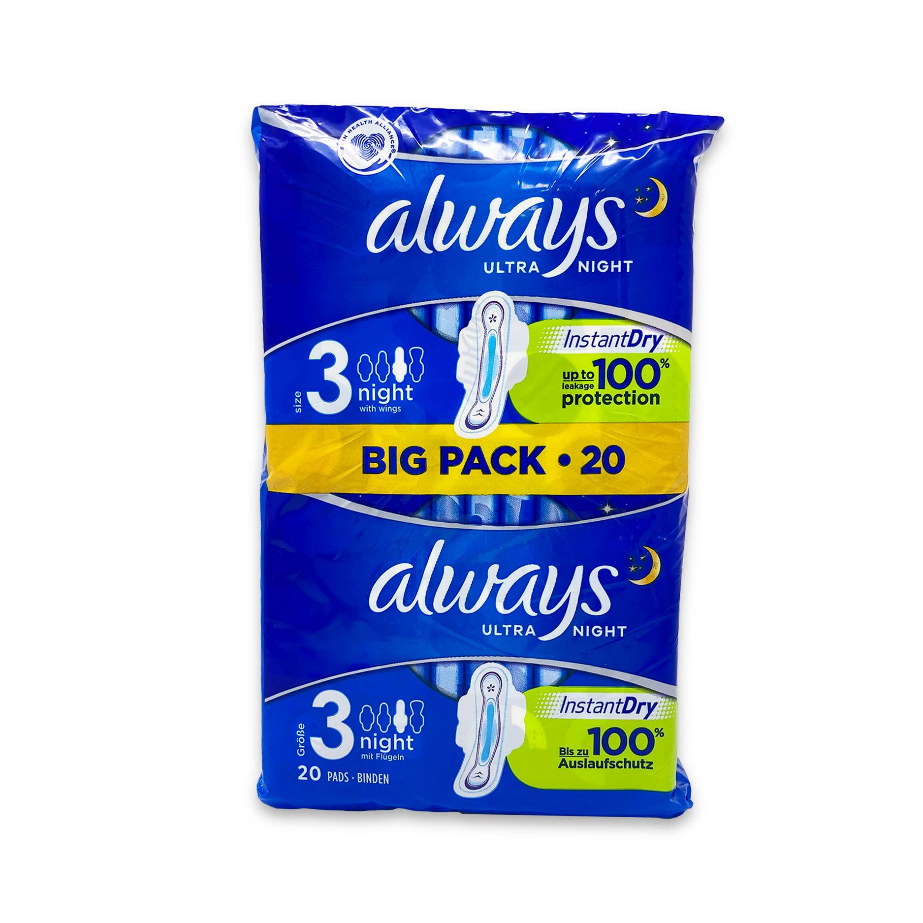 Always Ultra Night Sanitary Towels Wings - Size 3 - 20 Pack | ALDI
