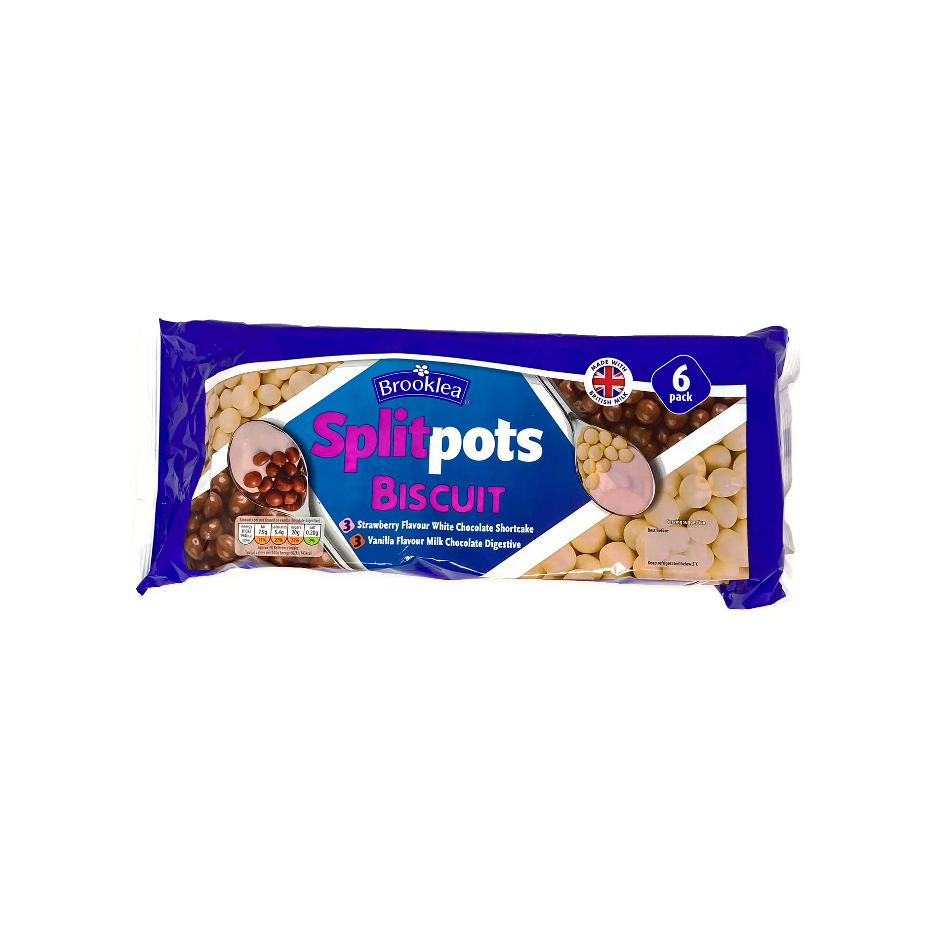 Yogurt & Biscuit Pieces Split Pots 6x124g Brooklea