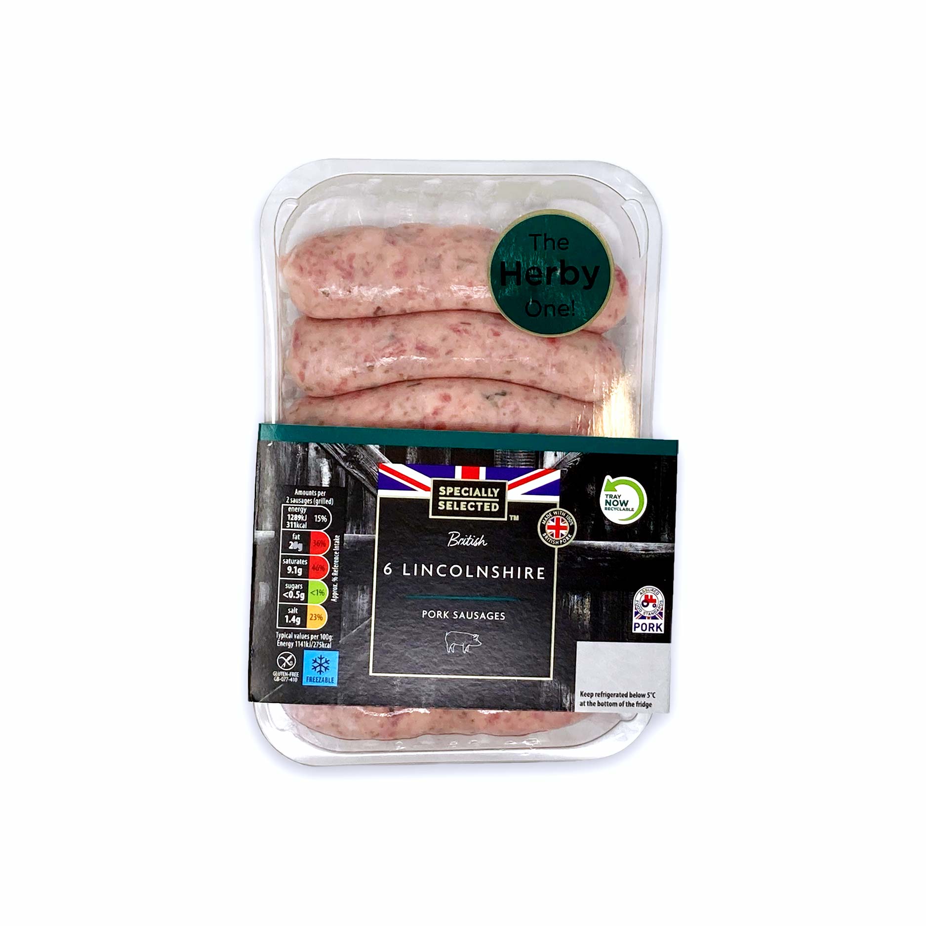 Specially Selected 6 British Lincolnshire Pork Sausages 400g ALDI