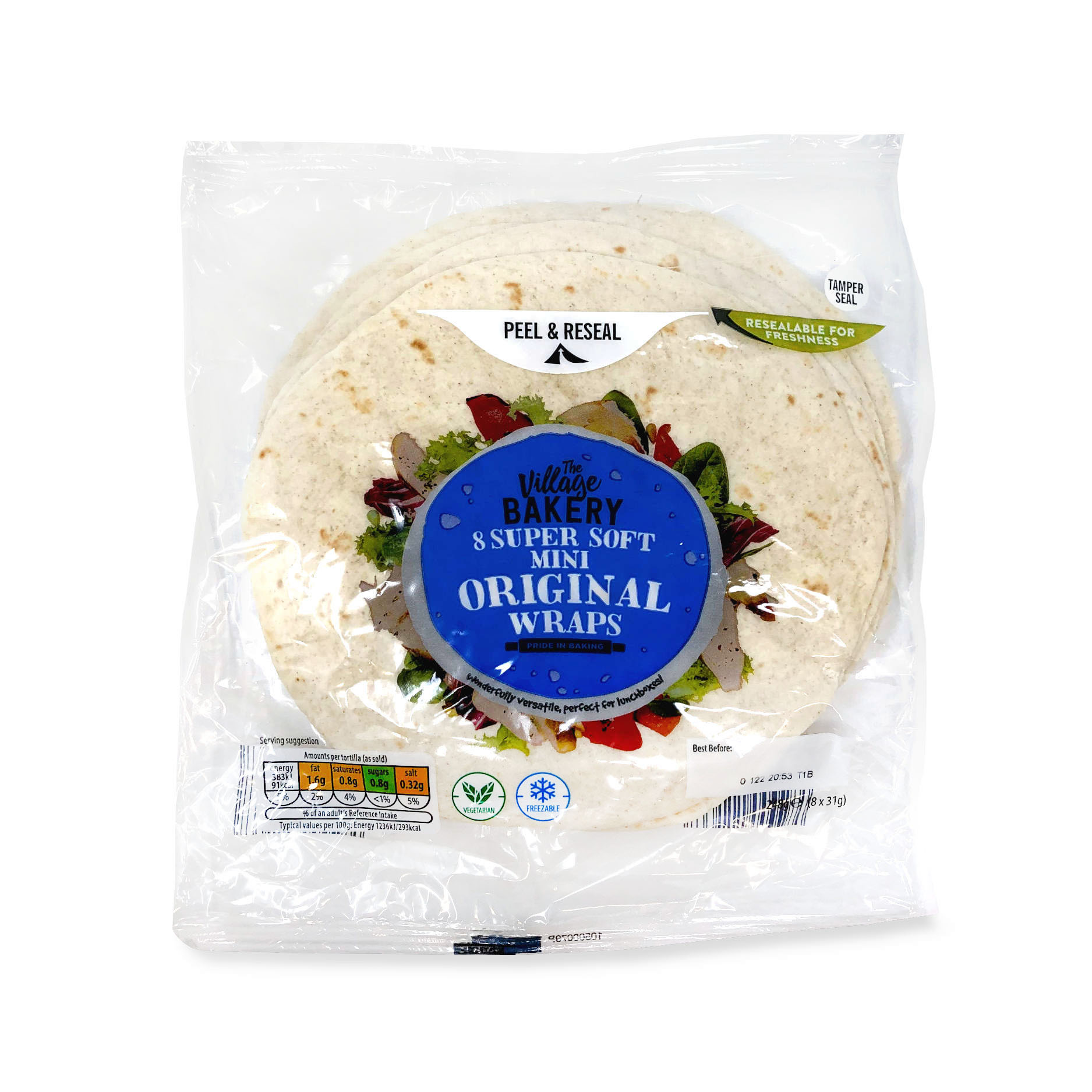 Mini White Tortilla Wraps 8x31g Village Bakery