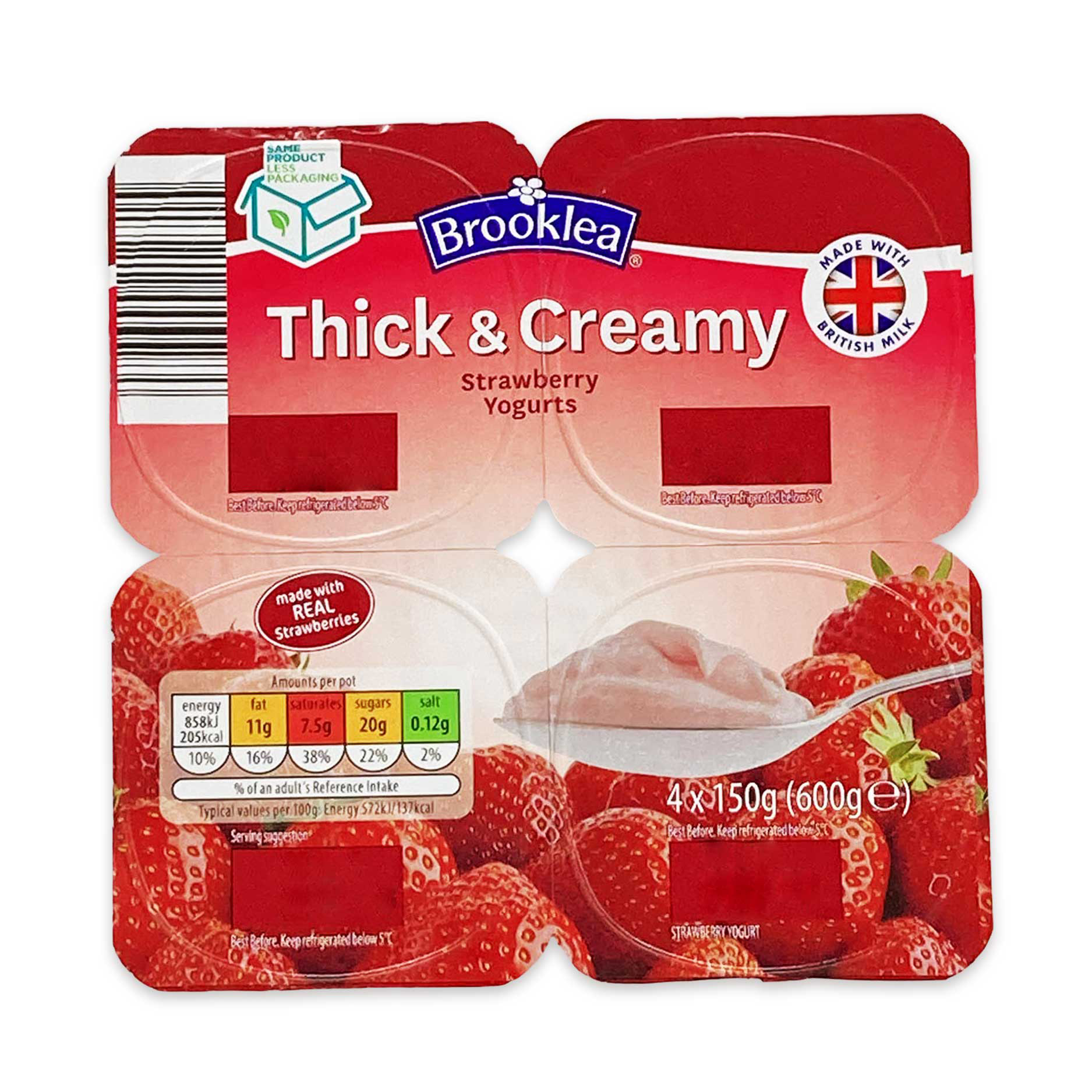 Brooklea 4 Thick & Creamy Strawberry Yogurt 600g | ALDI