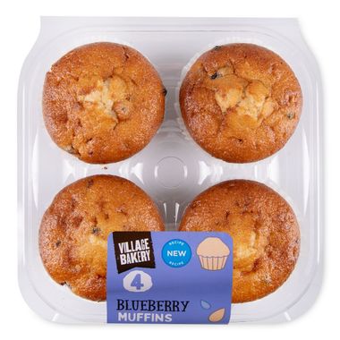 Village Bakery Blueberry Muffins 4 Pack