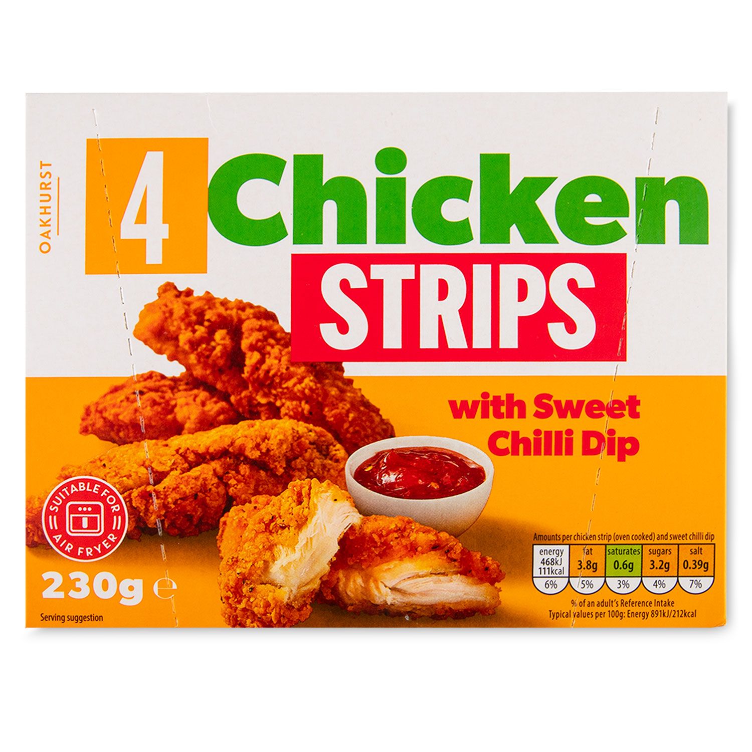 Oakhurst Chicken Strips With Sweet Chilli Dip 230g*/4 Pack | ALDI