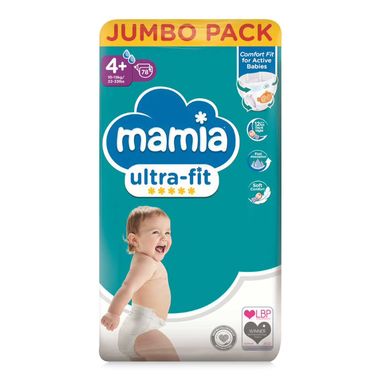 Mamia Ultra-fit Nappies - Jumbo Pack 78 Pack/Size 4+