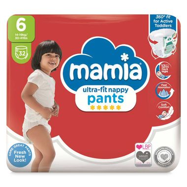 Mamia Ultra-fit XL Nappy Pants 32 Pack/Size 6