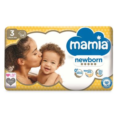 Mamia Newborn Nappies 56 Pack/Size 3 Midi 4-9kg/9-20lbs