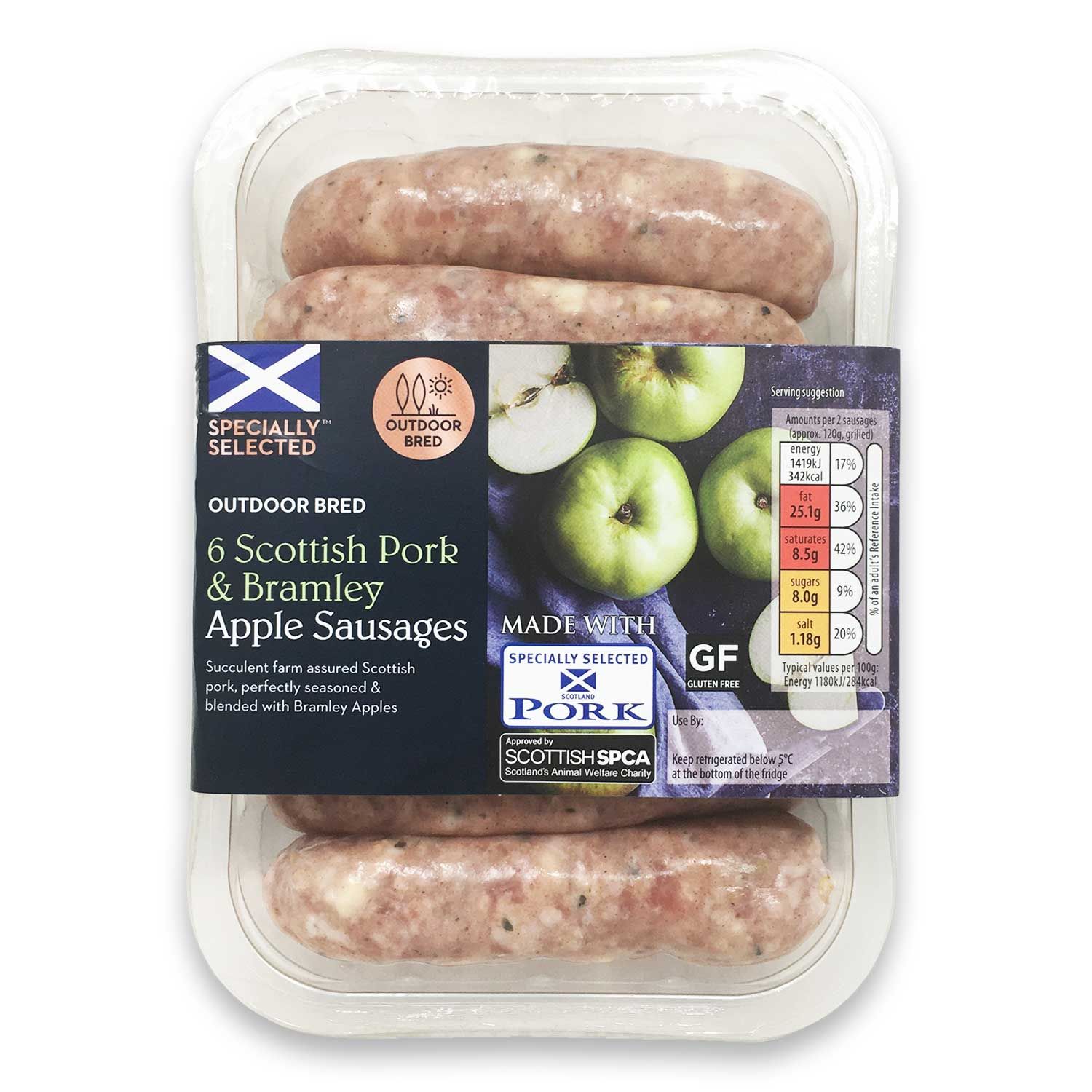 Specially Selected Scottish Pork And Bramley Apple Sausages 400g Aldi 4175