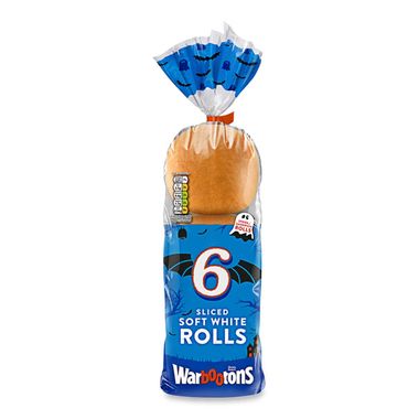 Warburtons 6 Sliced Soft White Rolls 6 X Soft White Rolls