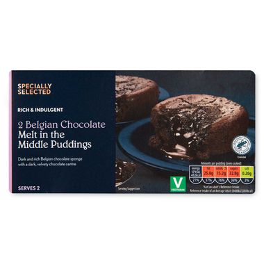 Specially Selected Belgian Chocolate Melt In The Middle Puddings 2x100g