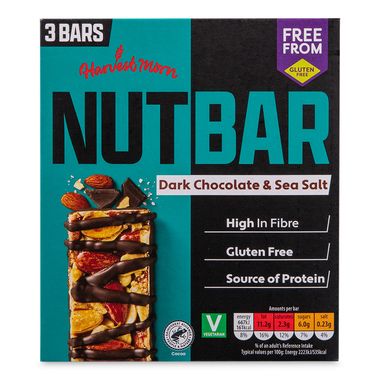 Harvest Morn Nut Bars Dark Chocolate & Sea Salt 3x30g