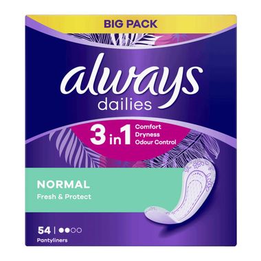 Always Daily Fresh Normal Panty Liners, Odour Lock, 54/ 46/ 38 Pack