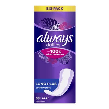 Always Daily Protect Extra Long Panty Liners, Odour Lock, 38 Pack