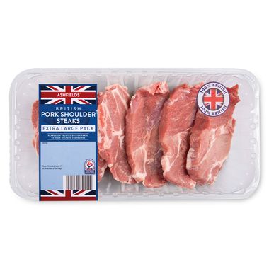 Ashfields British Pork Shoulder Steaks Extra Large Pack 900g